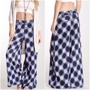 Free People Bias Plaid Wide Leg Pants